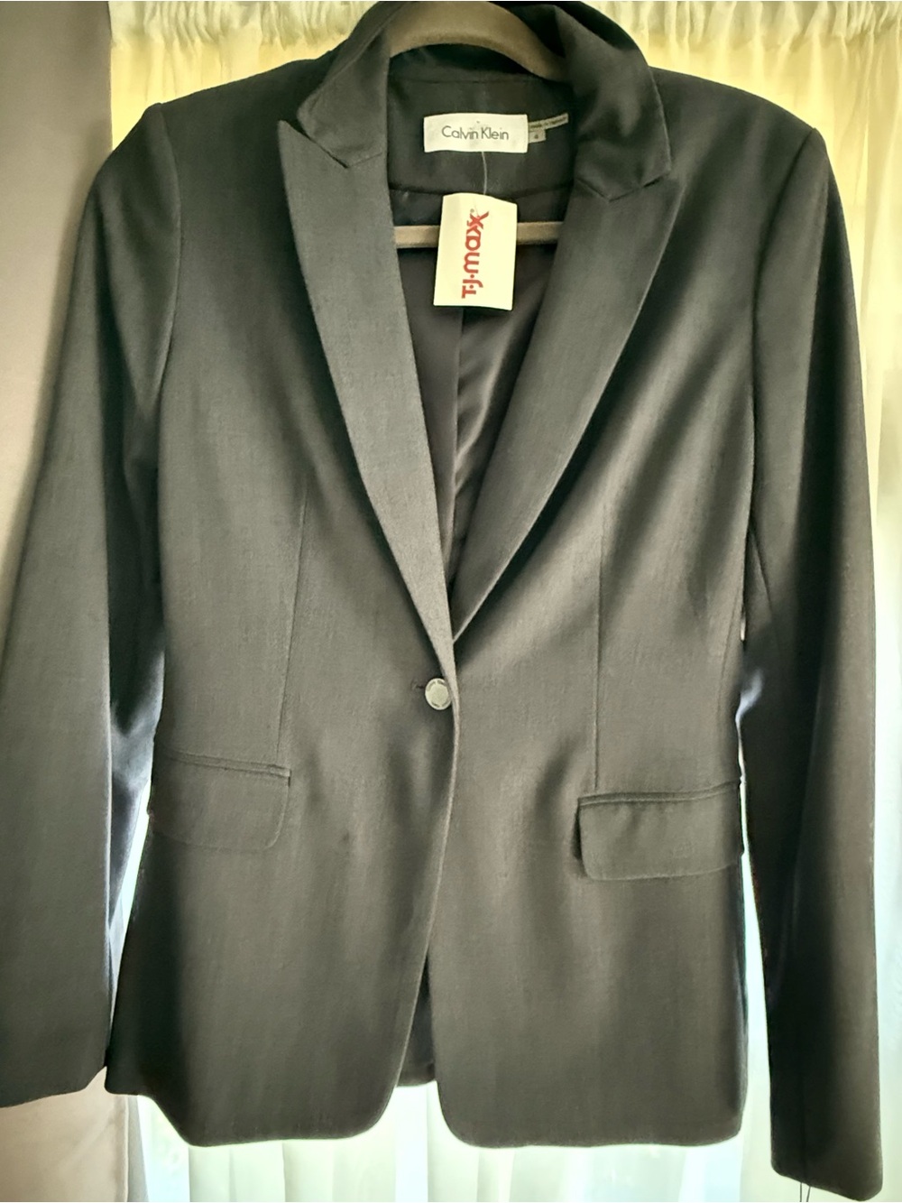 Calvin Klein Women's Dark Gray Single-Button Blazer